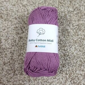 Hobbii Baby Cotton Midi Yarn 100% Organic Egyptian Cotton Purple Color 14